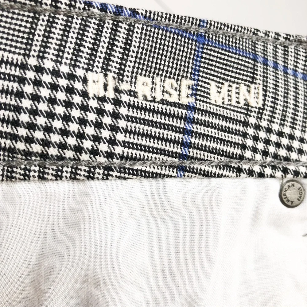 American Eagle Preppy Gray Plaid Super Stretch Hi-Rise Mini Skirt 8